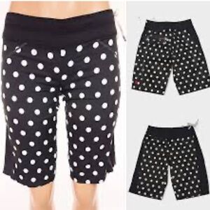 lululemon Black and White Polka Dot Shorts Logo Bermuda Short
